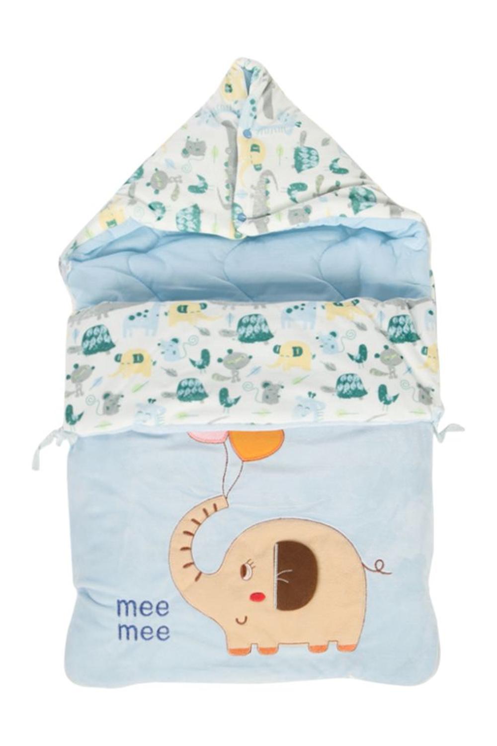 Mee Mee 3 in 1 Baby Carry Nest with Sleeping Bag and Mattress for Babies (Blue) (Blue Teddy Print)